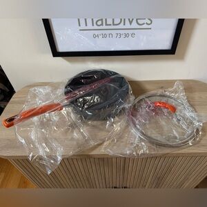 NEW Rachael Ray Hard-Anodized Orange Nonstick 3-Quart Saute Pan and Lid